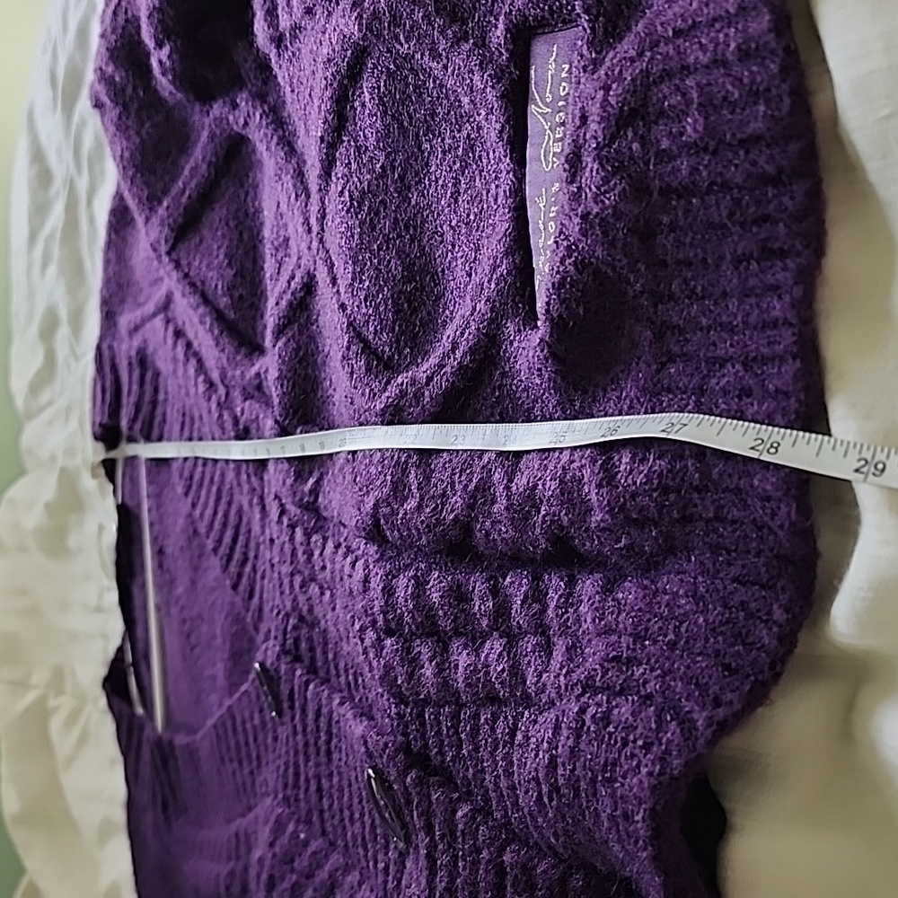 Taylor Swift Speak Now Cardigan Sweater M/L Purple Cable Knit Star Soft - Picture 8 of 9